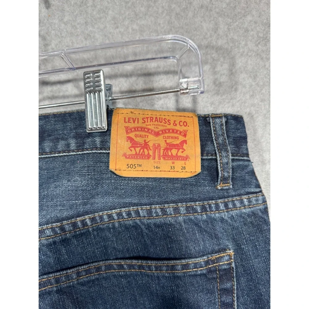 Levi's 505 Regular Fit Jeans Dark‎ Wash Denim Pants Classic Style Size 14 Husky